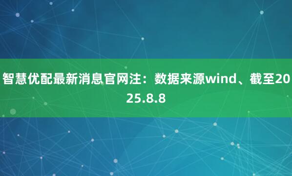 智慧优配最新消息官网　　注：数据来源wind、截至2025.8.8